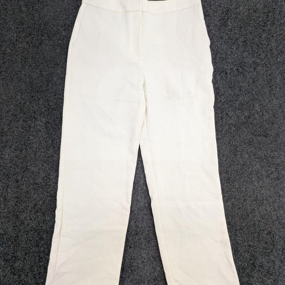 Zara Pants Womens L White Straight Leg Flat Front Workwear Outdoor Trouser Slack